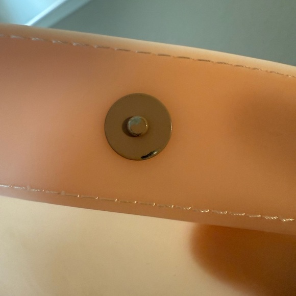 Zara Pink Peach Fruit Jelly Satchel Purse Handbag W/ Straps Wooden Sides - Picture 10 of 10